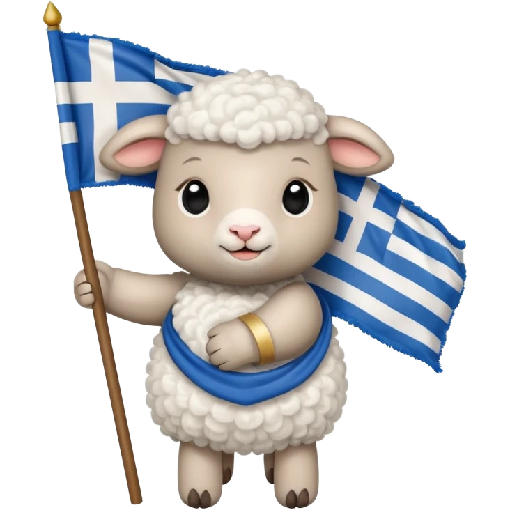 Baby lamb holding Greek flag emoji