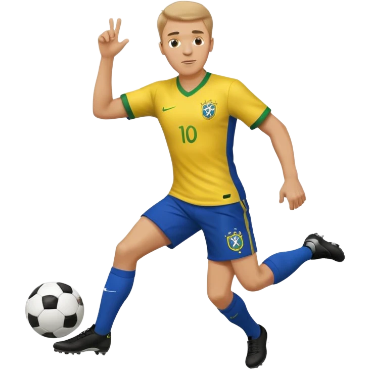 A white guy kicking a soccer ball with a brazil fc shirt on emoji