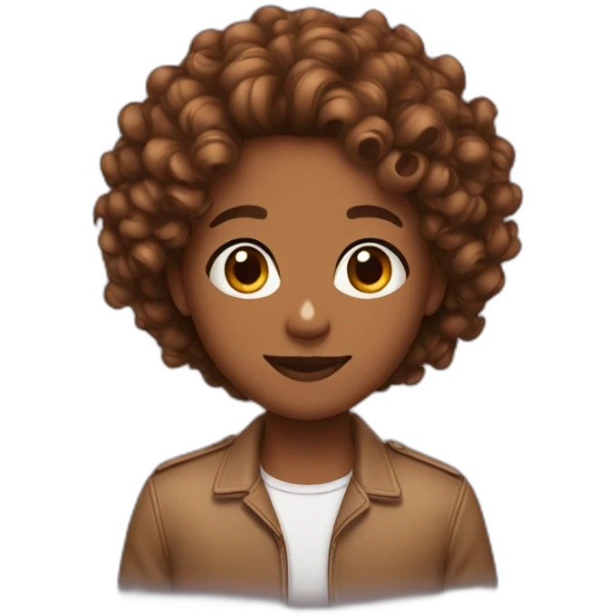 brown skin with curly and taper hair emoji