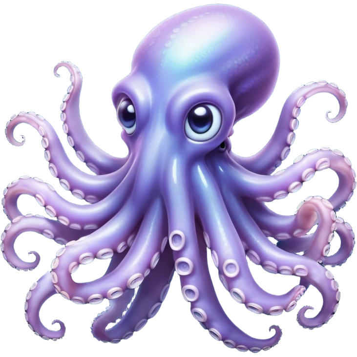 Cinematic Noble Octopus Portrait Emoji, Poised and enigmatic, with a fluid, amorphous body of iridescent, softly tinted skin and eight gracefully undulating arms adorned with delicate suckers, deep, observant eyes reflecting the mysteries of the deep, Simplified yet sharp and sophisticated features, highly detailed, glowing with a soft, oceanic luminescence, high shine, intelligent and mysterious, stylized with an air of deep-sea elegance, focused and fluid, soft glowing outline, capturing the essence of a watchful marine guardian that appears ready to drift out of the screen with effortless authority! emoji