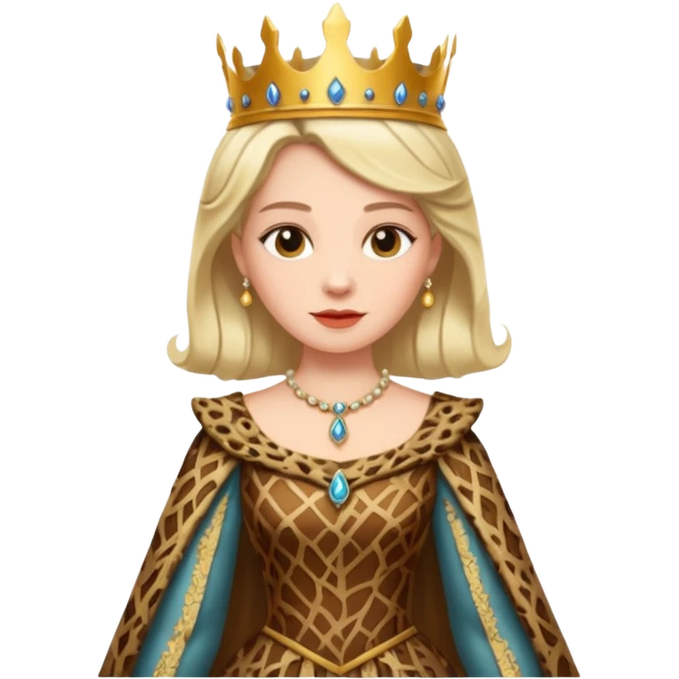 Queen wearing a bark-patterned dress emoji