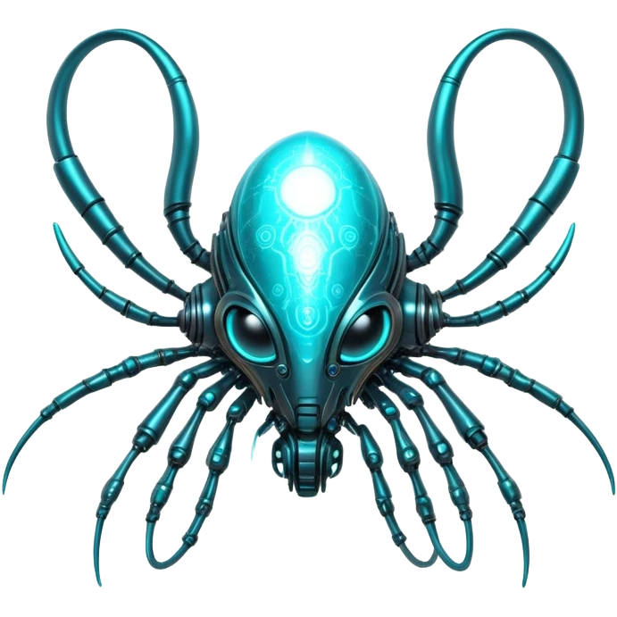  Cool Cybernetic Nebula Creature with glowing cyan antennae emoji