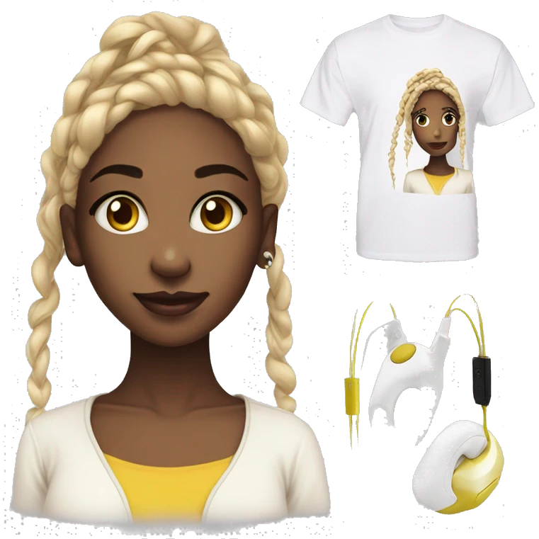 face earphones black girl y2k shirt emoji