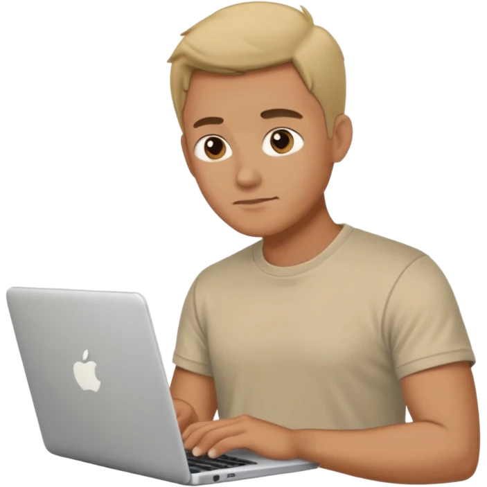 apple style guy working on laptop emoji