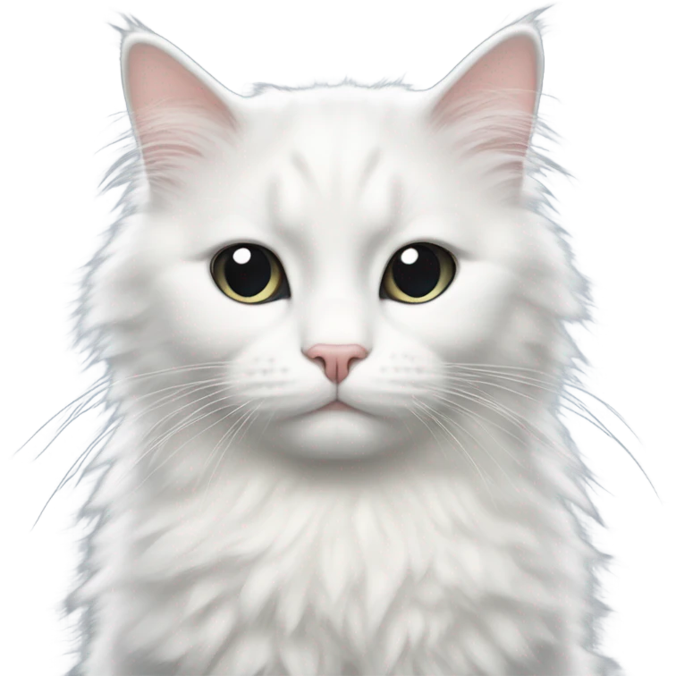 Fluffy tuxedo kitty with little black spot under nose emoji