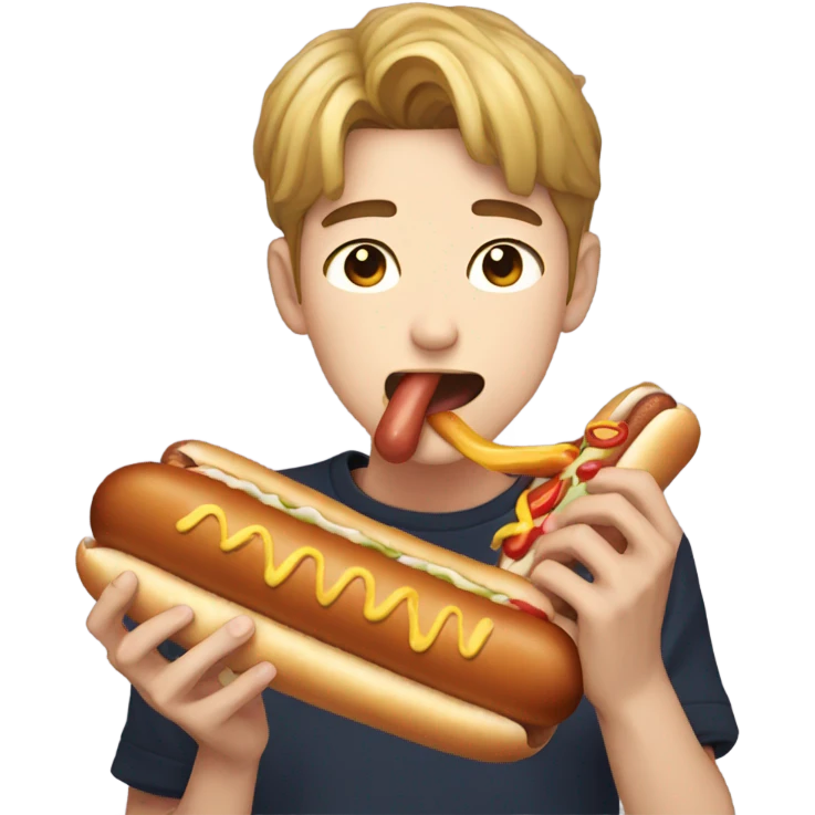 Kpop boy eating a hot dog emoji