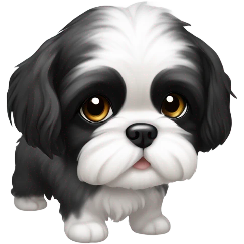 black and white puppy shih tzu emoji