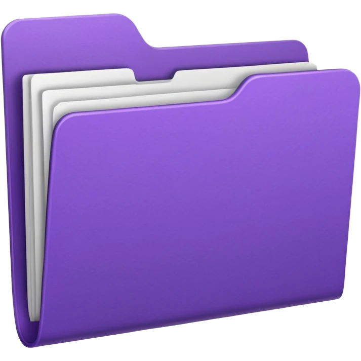 purple folder with papers inside, only a hint of papers, slightly 3D style emoji