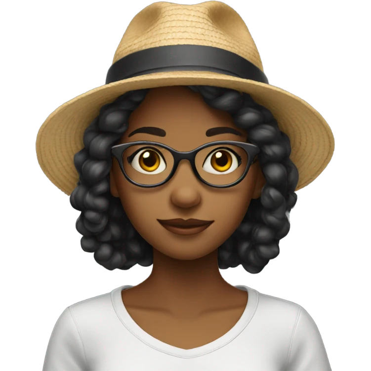 
smart teenage girl with hat and glasses emoji