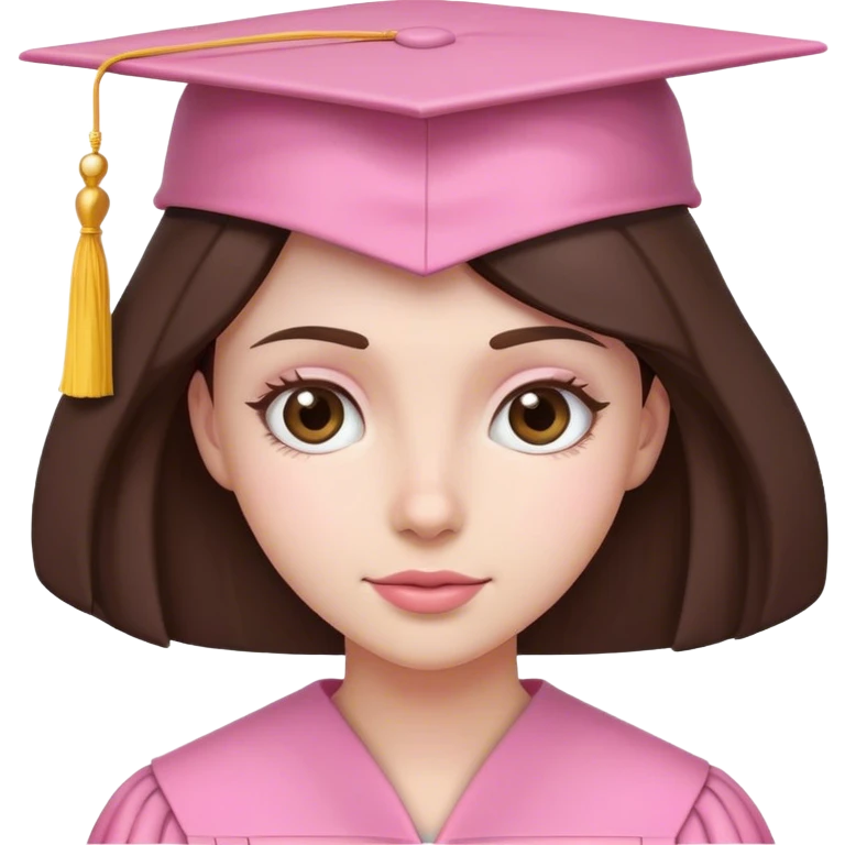 Brunette with a pink graduation cap emoji