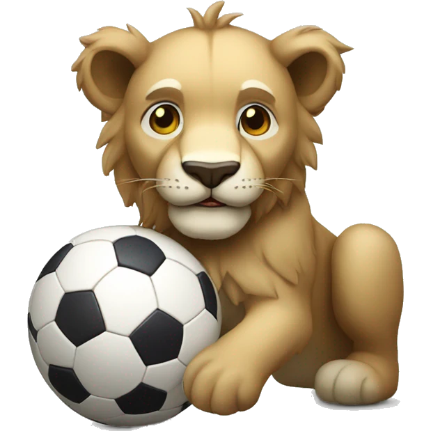 Un leon con un balon de futbol emoji