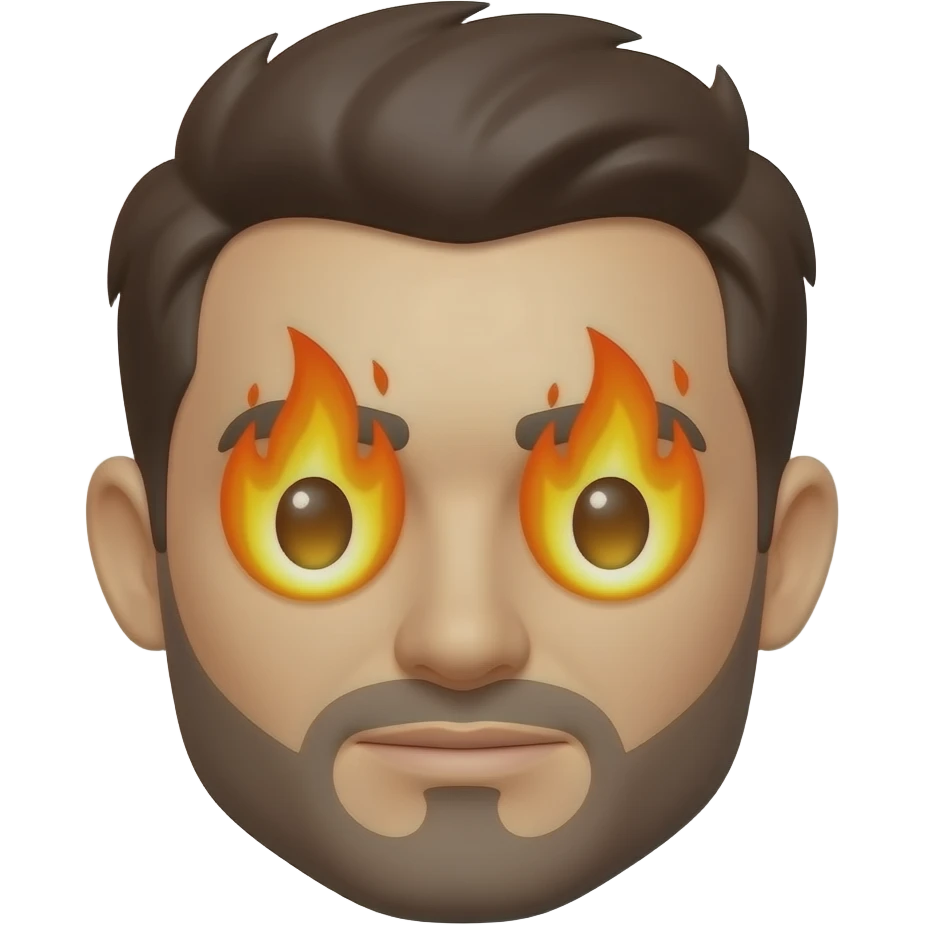 Men memoji fire in eyes emoji