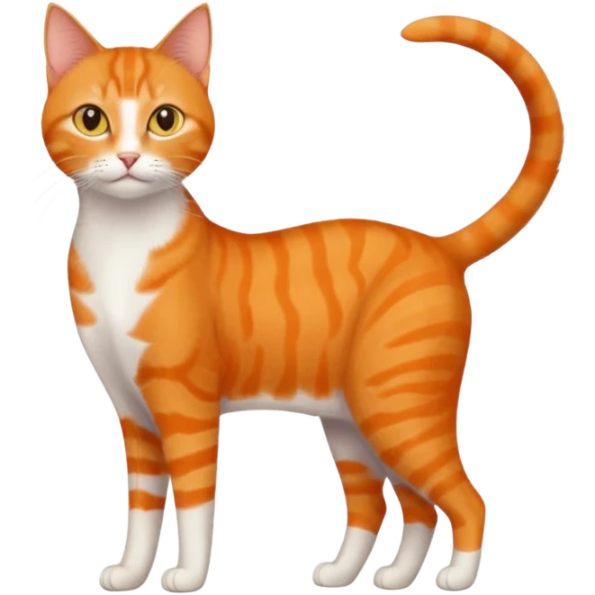 full body orange domestic shorthair slim cat with yellow/orange eyes  emoji