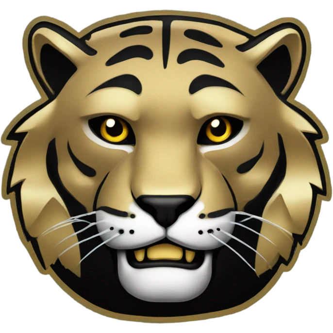 Sabertooth tiger logo black background gold outline  emoji