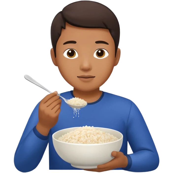 Asian man eating rice emoji