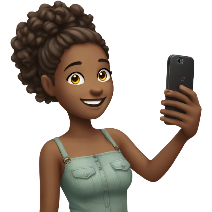 smiling girl taking selfie indoors emoji