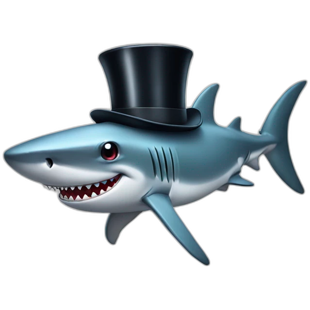 Shark with a top hat emoji