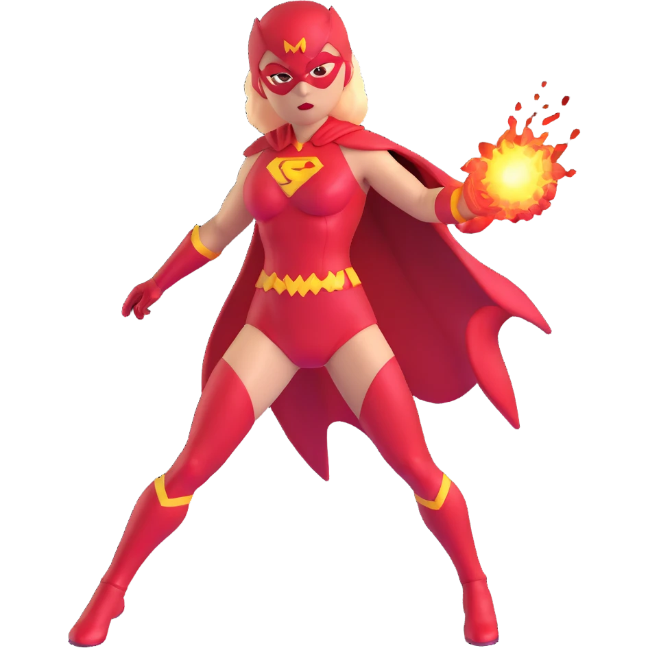 female superhero with red energy powers and red costume emoji