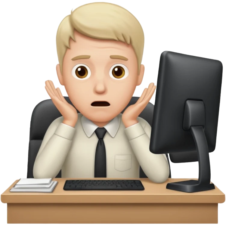 A white man sits at his desk in shock. emoji