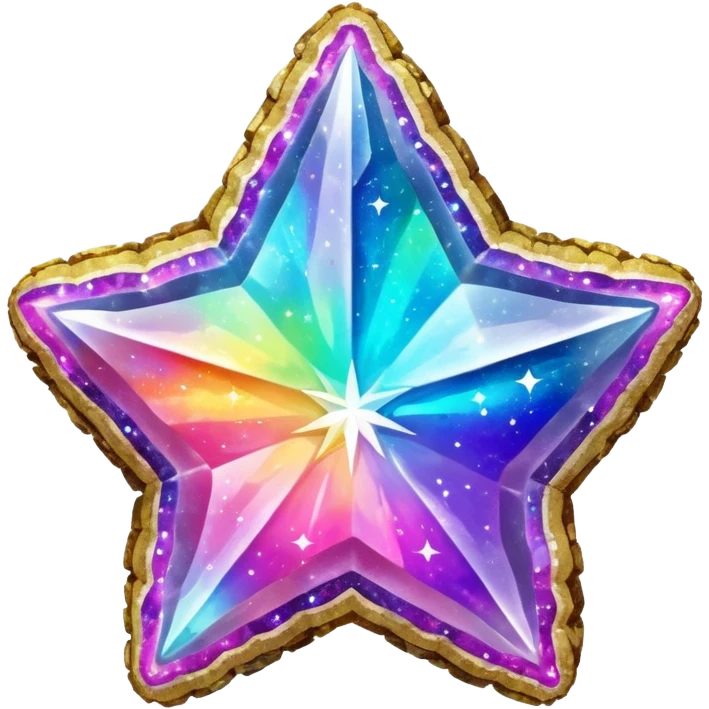 hd detailed glittering vibrant rainbow holographic star shaped geode emoji