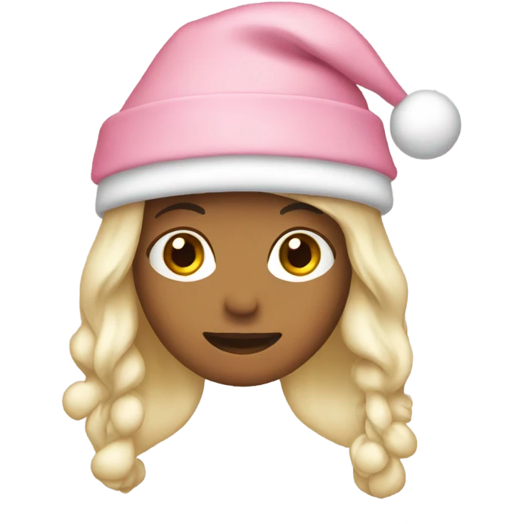 long hair women wear light pink santa hat emoji