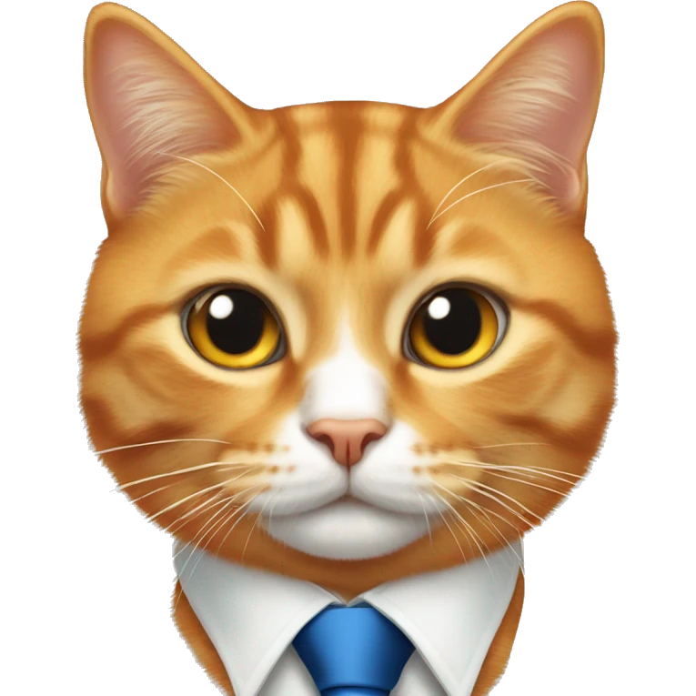 Orange tabby cat with blue tie emoji