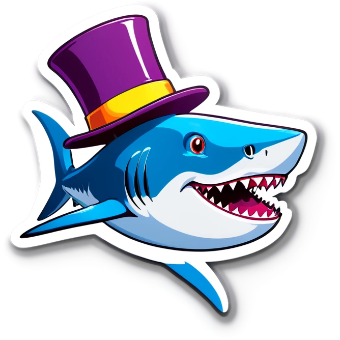 Shark with a top hat emoji