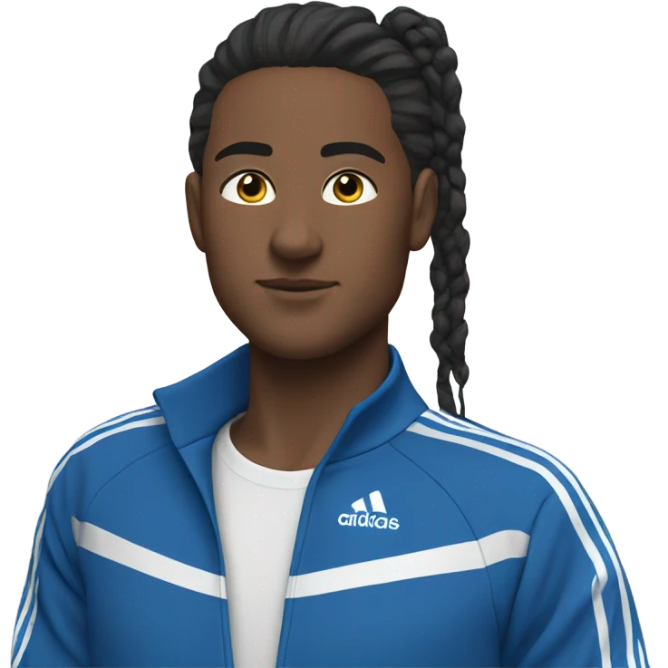 blue adidas sweat suit with white stripes emoji