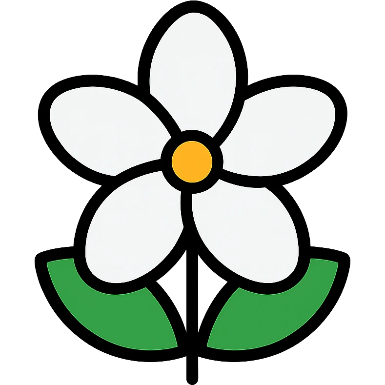 icono de una flor de jazmín, estilo icono, líneas suaves y modernas emoji