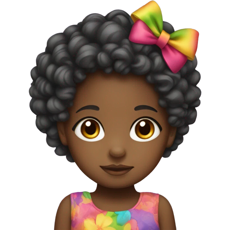 black baby girl with hair bow lying emoji