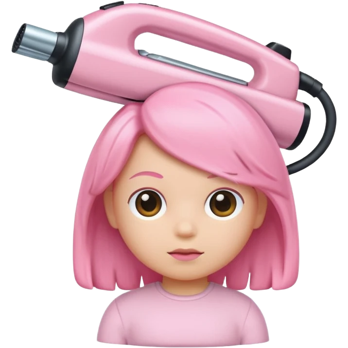 A baby pink color with hair iron in iOS emoji style, 3D icon, plastic texture, soft reflection, minimalist design. emoji