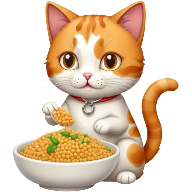 Cat eating Tunisian couscous  emoji