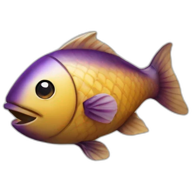 A fish that is a nut and an eggplant emoji