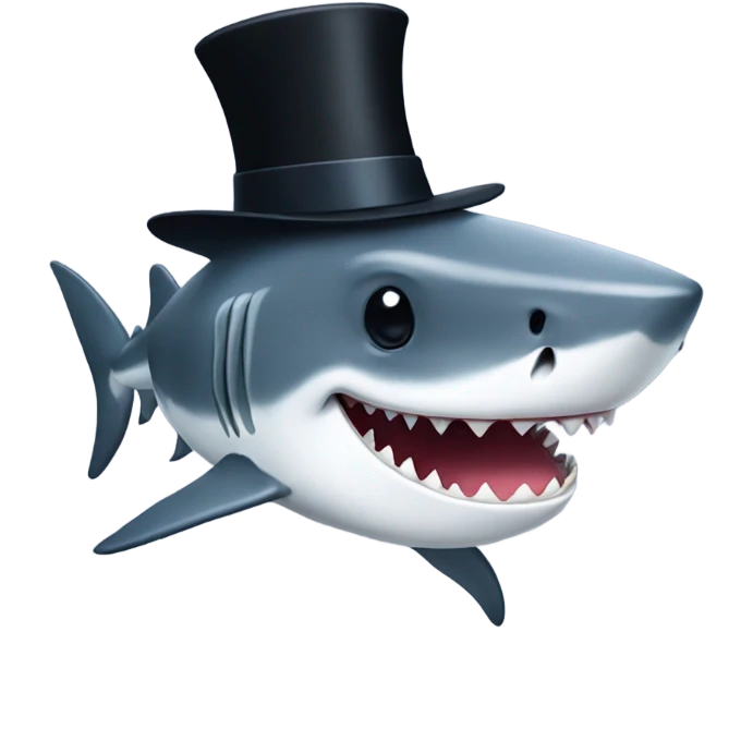 Shark with a top hat emoji