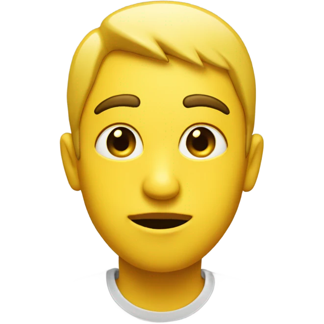 yellow straight face with side eye black dot on its cheek with black faded into white hair and think lips emoji