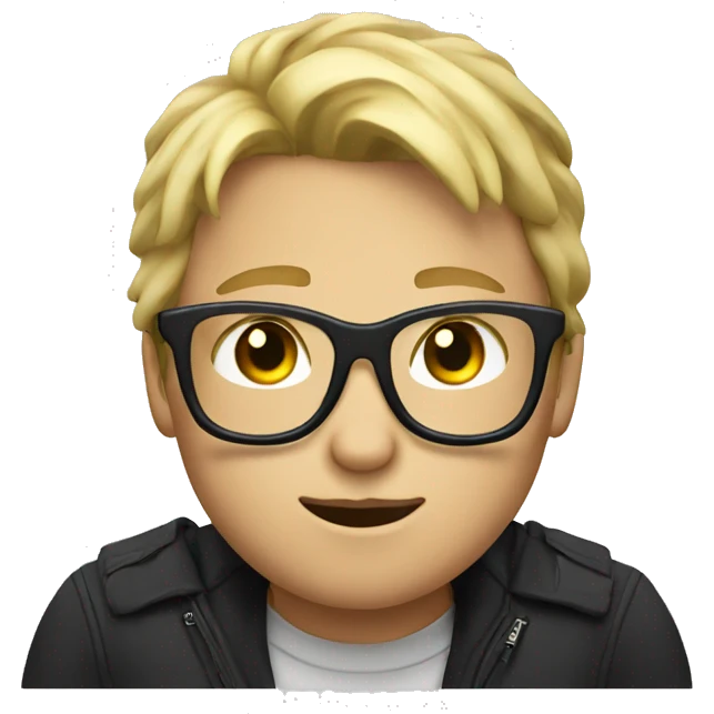 big blond boy with black glasses and a ponytaî emoji