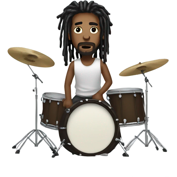 Create a dude with dreads sitting on drums emoji
