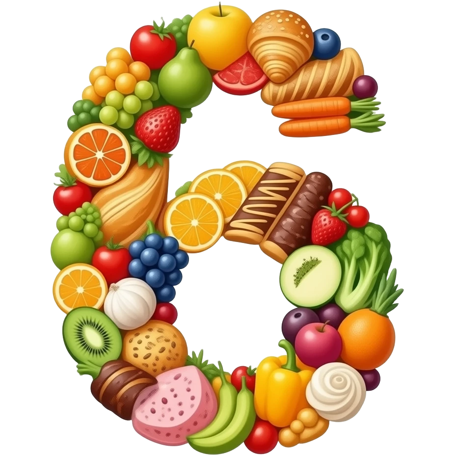 number 6 made of food emoji
