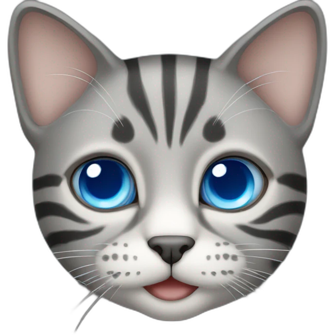 gray stripped cat with blue eyes emoji