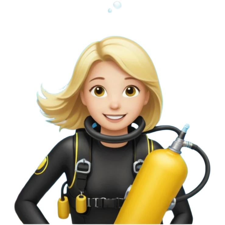 scuba diving girl blonde with yellow oxygen tank emoji