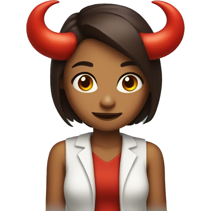 Girl with red devil horns emoji