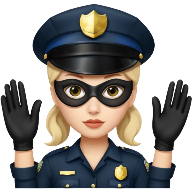 thief with police hat, thief mask, thief black dress. emoji
