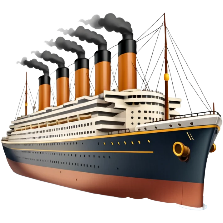 Illustrate the Titanic in daylight, showing its massive decks, smokestacks & grandeur. emoji