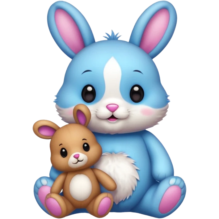Cute bunny and teddy with colourful magical background  emoji