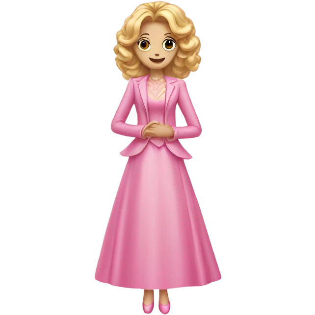 Glinda wearing a pink dress with a jacket  emoji