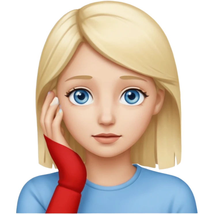 i blonde with looking like she cant hear you with her hand emoji