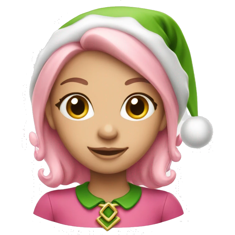  Girl Christmas elf pink emoji