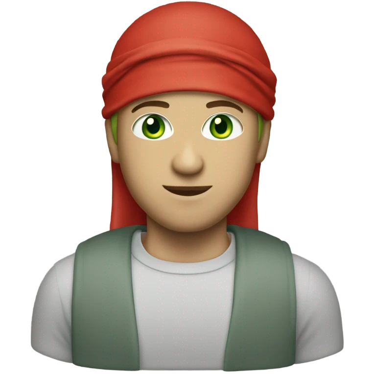 White man with Green eyes wearing red durag emoji