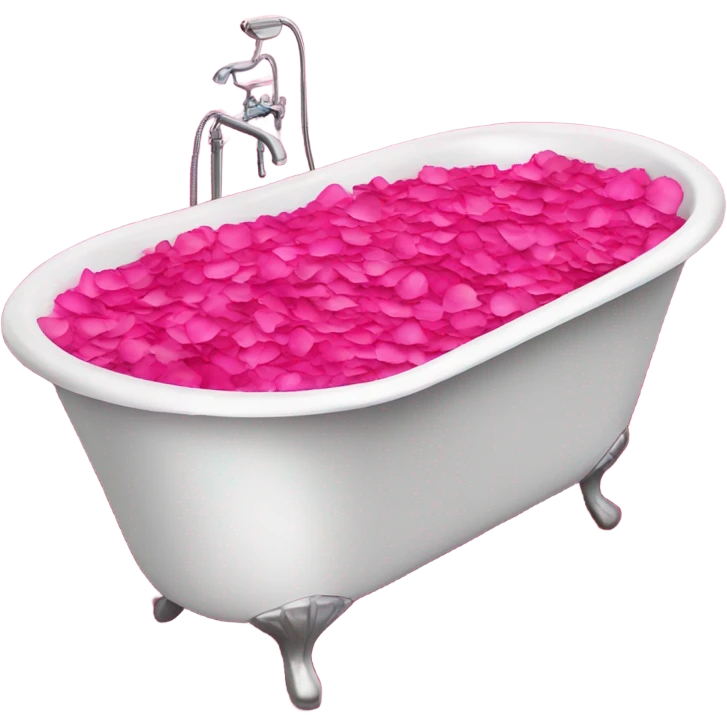 Bathtub filled with hot pink rose petals  emoji
