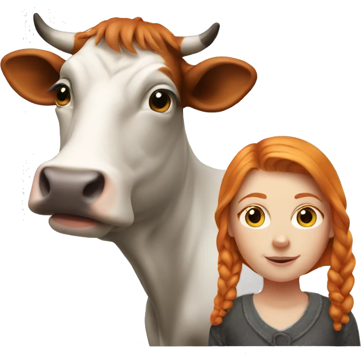 Ginger girl with a cow  emoji